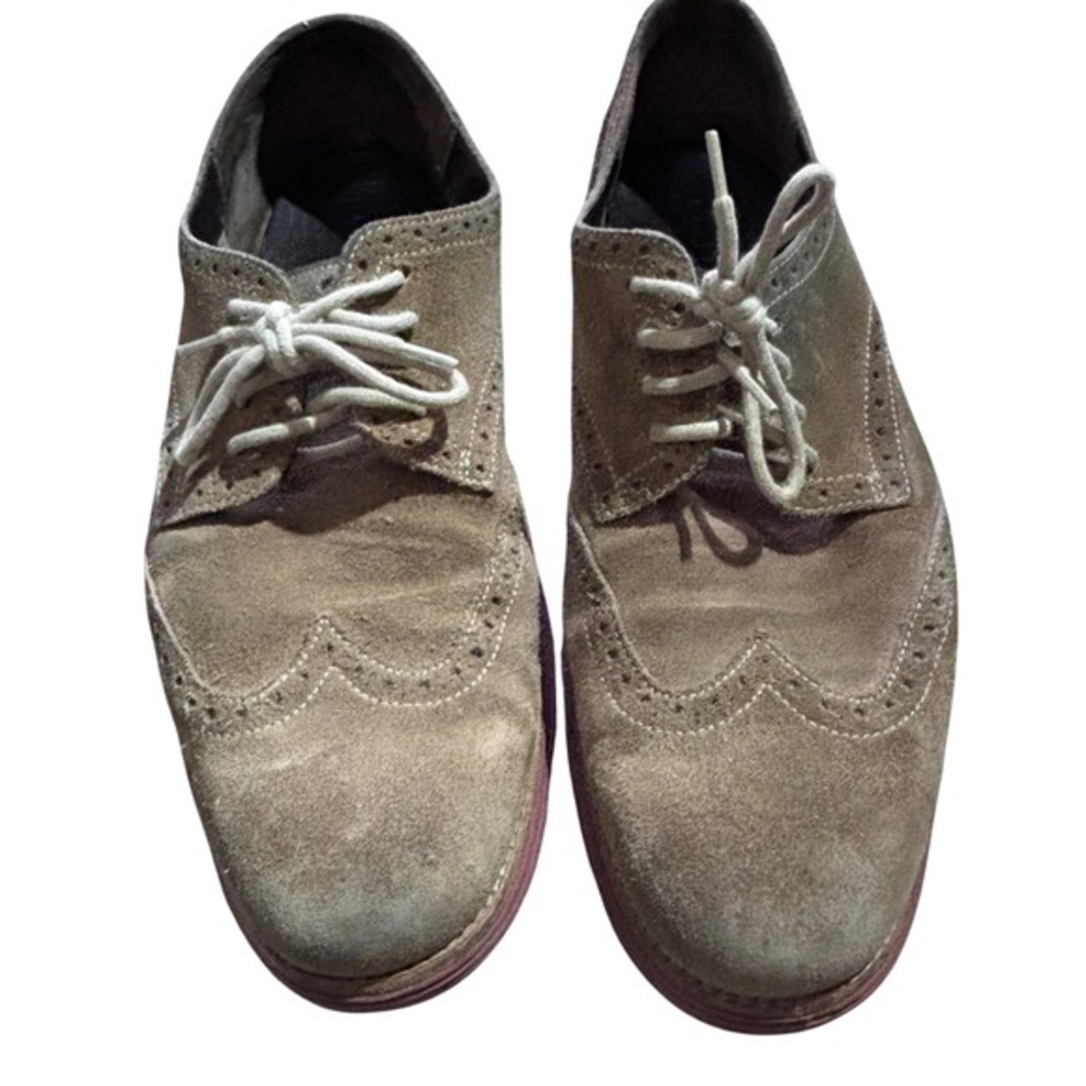 Cole Haan LunaGrand wingtip Oxfords tan Suede comfort Cushioning Taupe 11.5